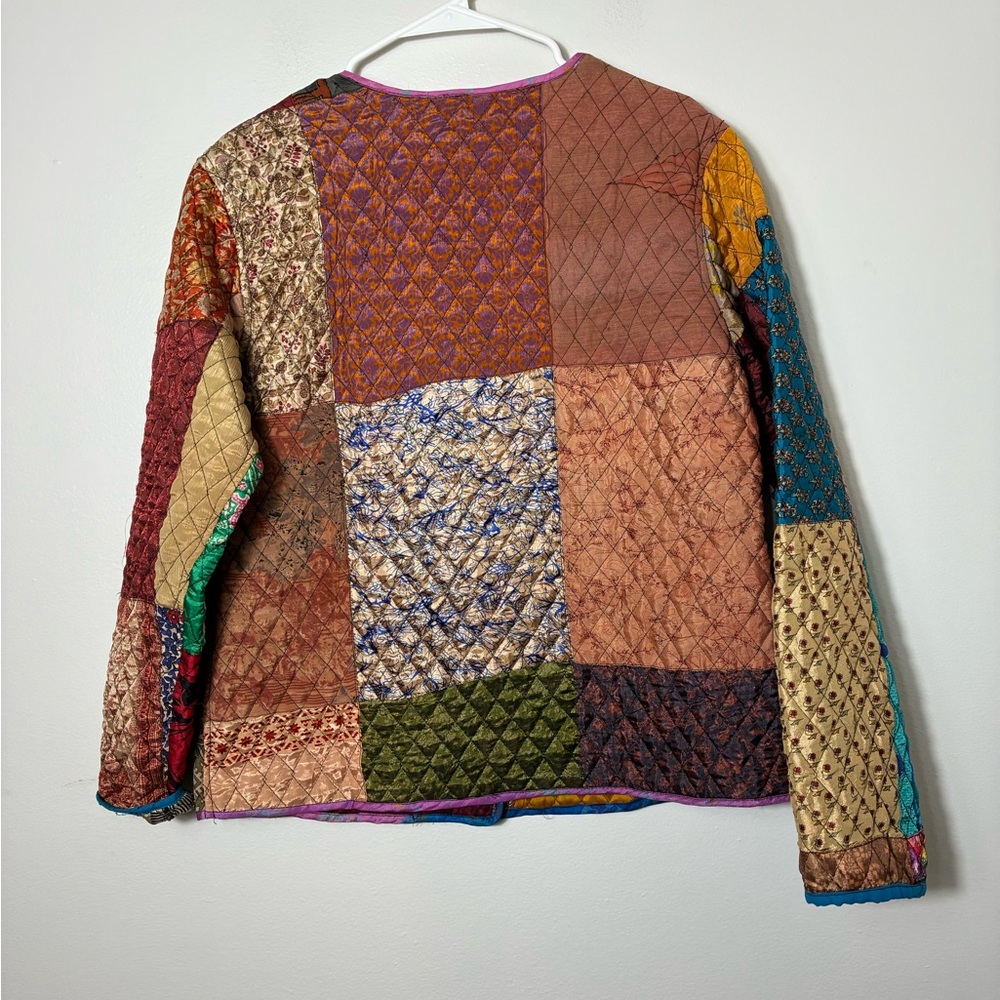 Patchwork Button Front‎ Jacket Cotton Colorful Sz… - image 2